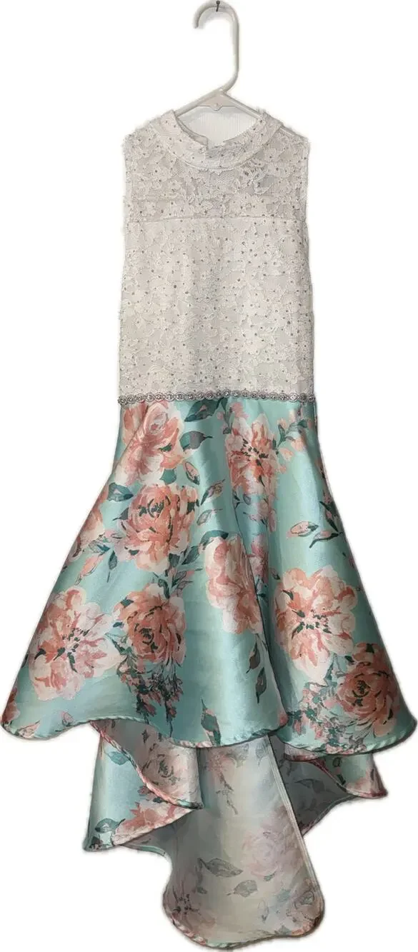 Speechless Girls Size 12 Floral High Low Formal Dress Lace Rhinestone